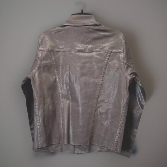 L’AGENCE Janelle Coated Denim Fitted Jacket • Medium • Deep Taupe • Pristine! - Picture 8 of 8